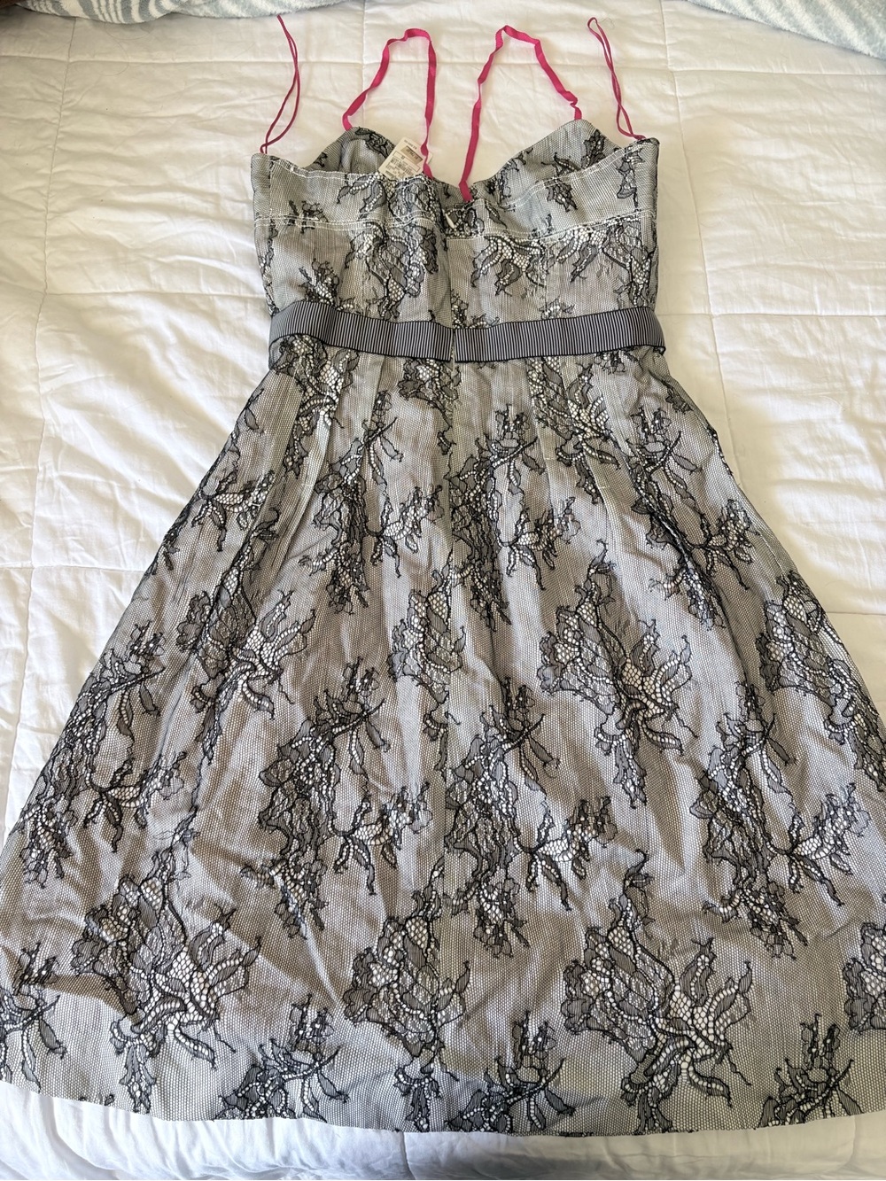 Carolina Herrera Black Lace Slip with Hot Pink Lining - Picture 3 of 3